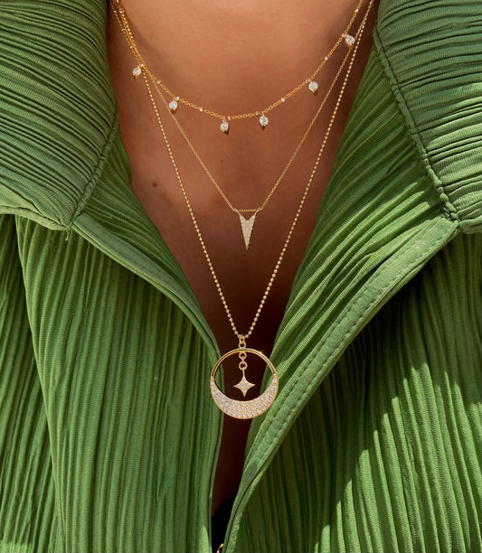 A Moon among the star Necklace - Gold Plated