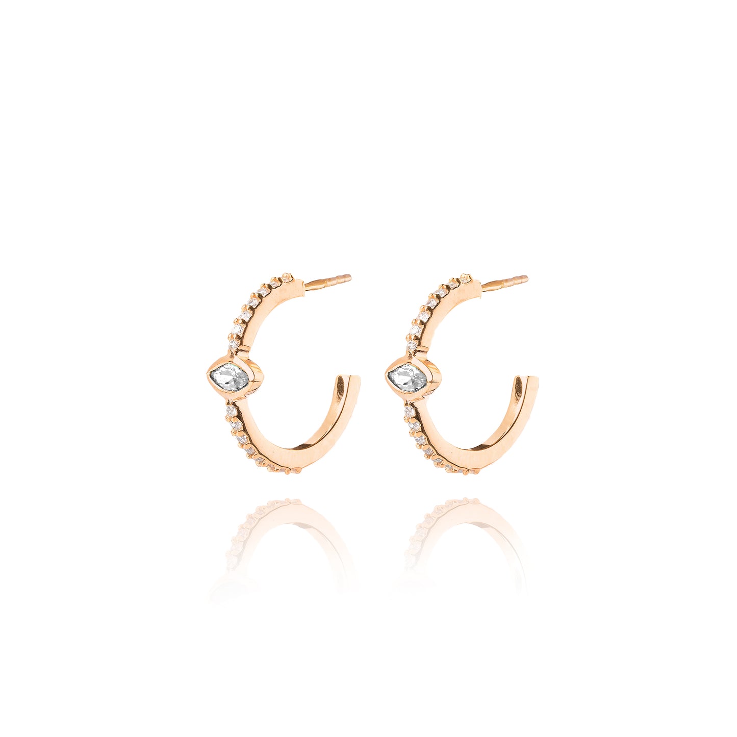 Naveta Pair Hoop Earrings - Pink Gold Plated
