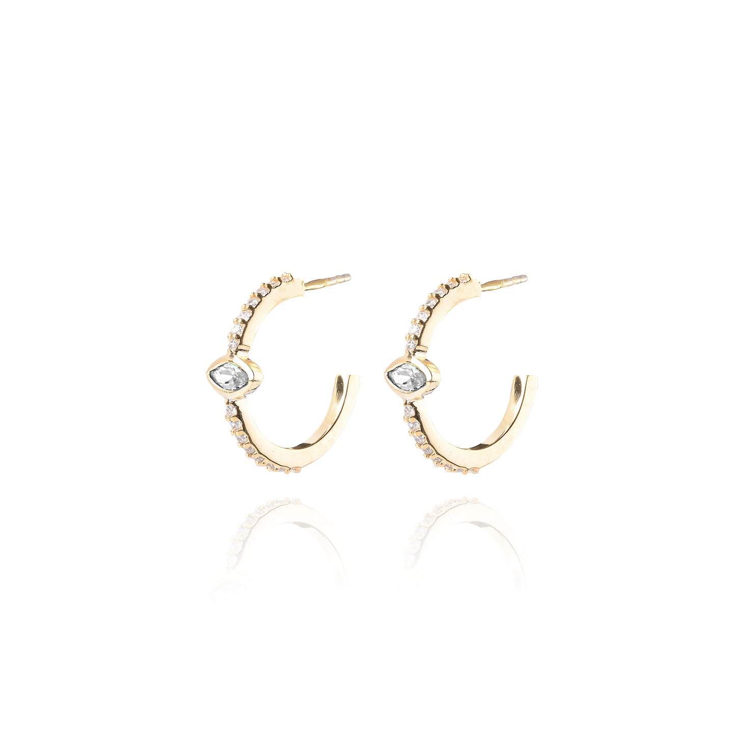 Naveta Pair Hoop Earrings - Gold Plated