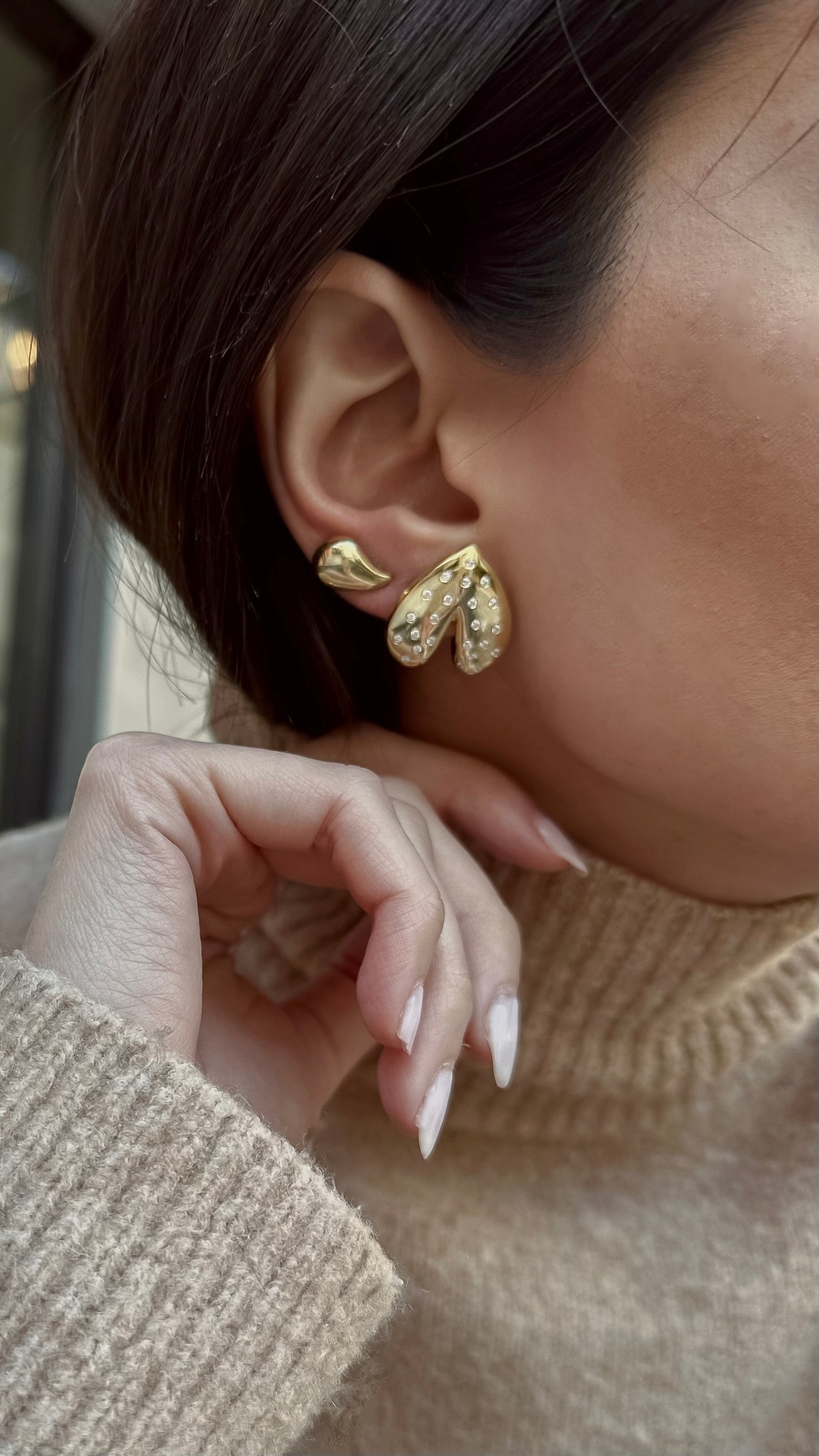 Stardust Hearts Stud Pair Earrings - Gold Plated