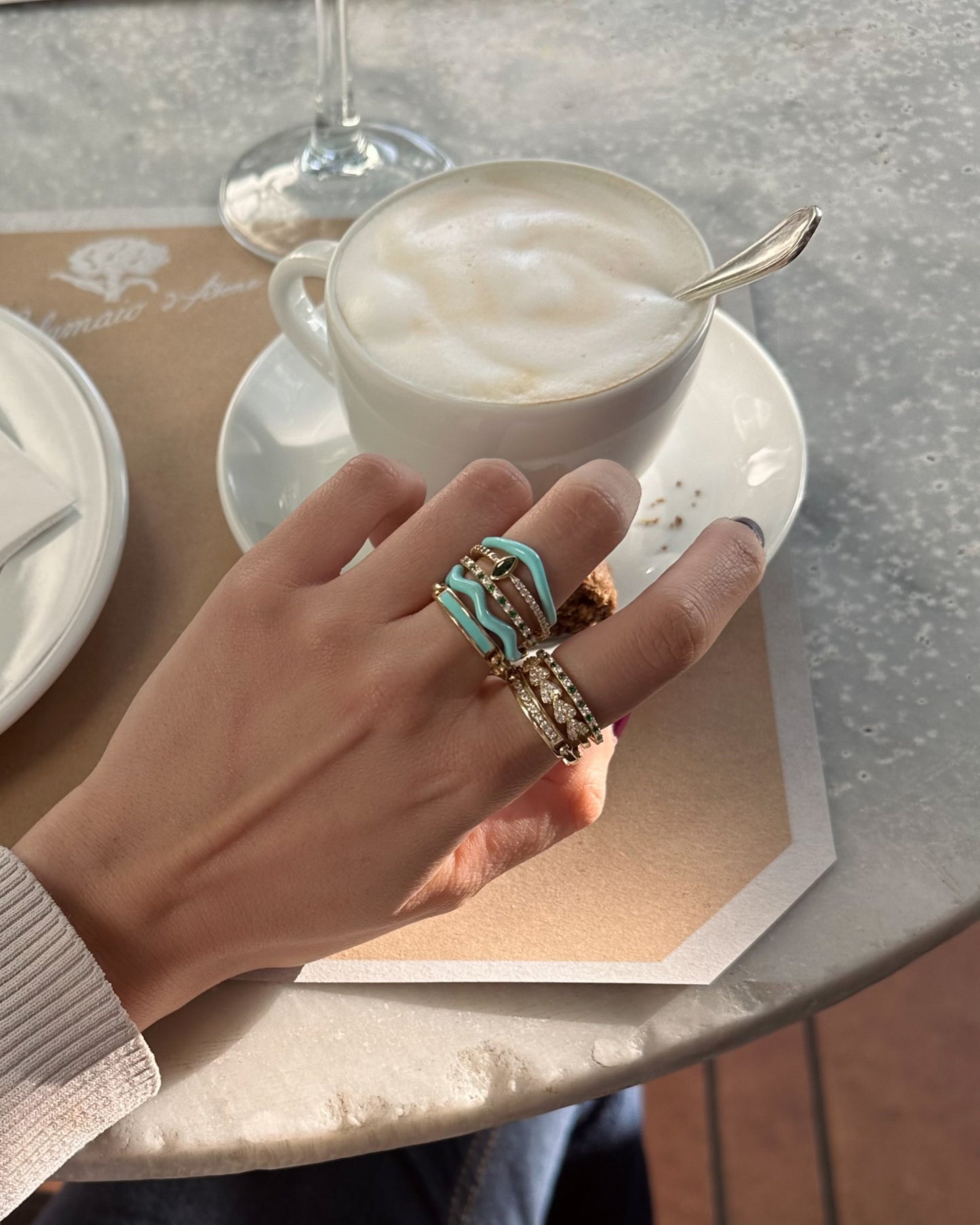 Turquoise Zic Zac Ring - Gold Plated