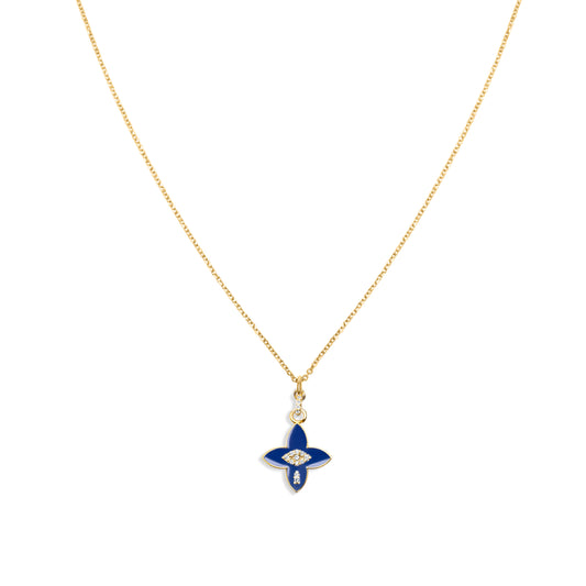 Lapis Power Flower Necklace - Gold Plated