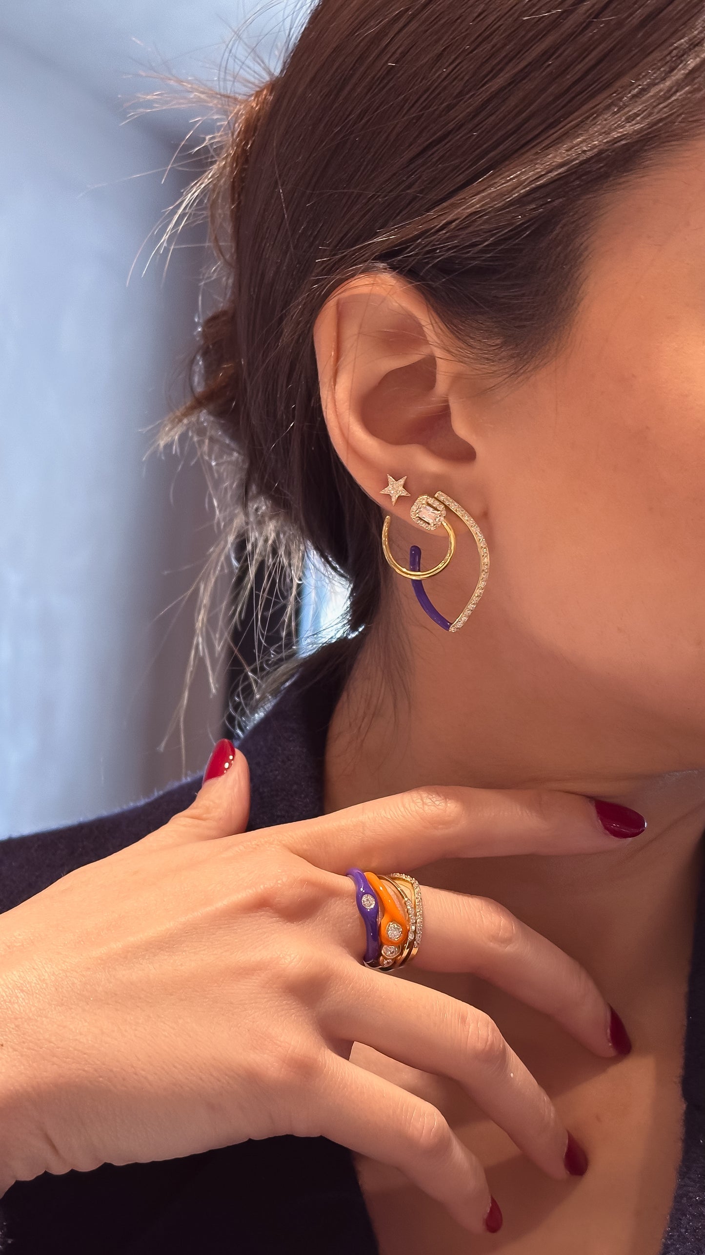 Coral Three Stones Ring - Gold Plated