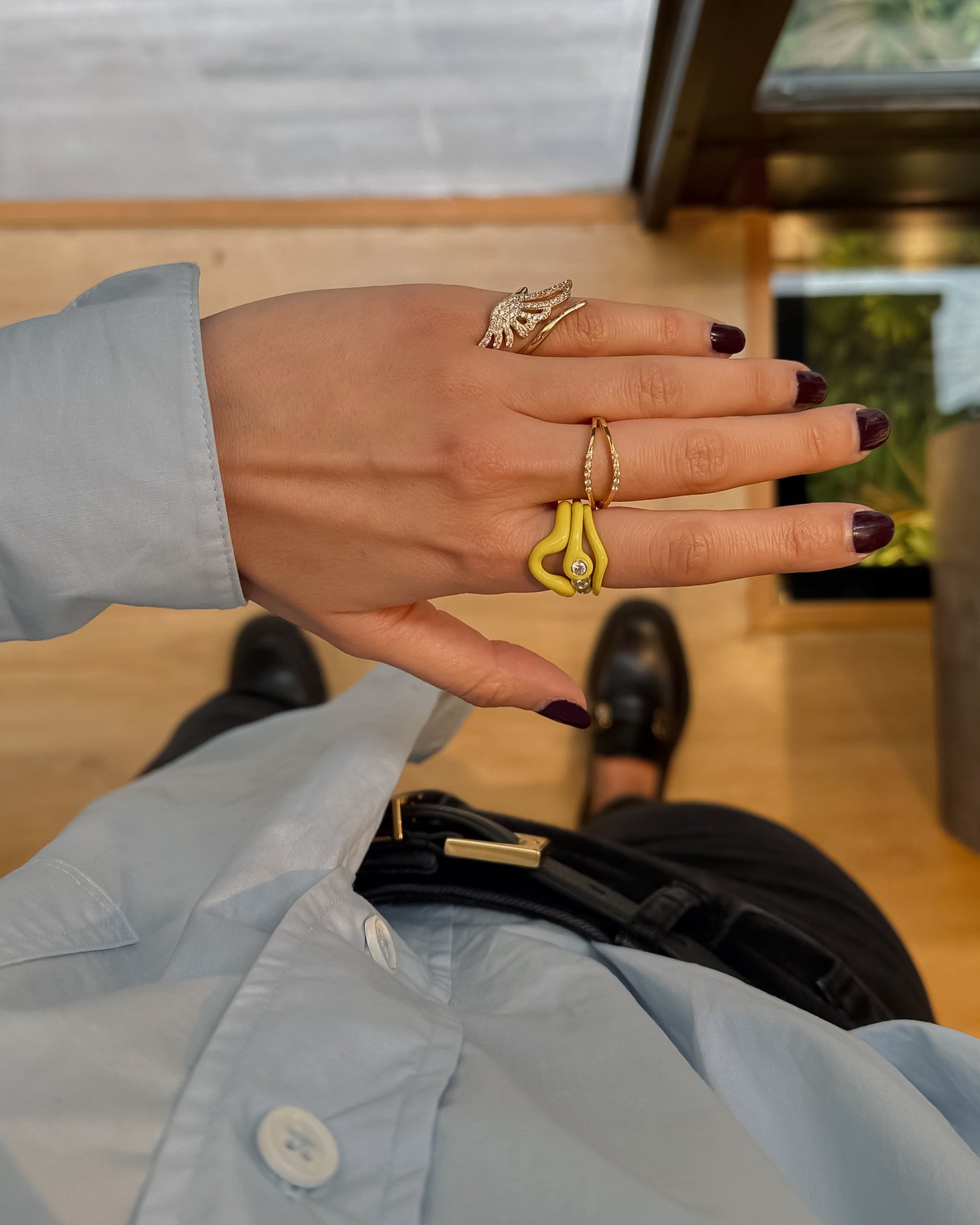 Lime U Ring - Gold Plated
