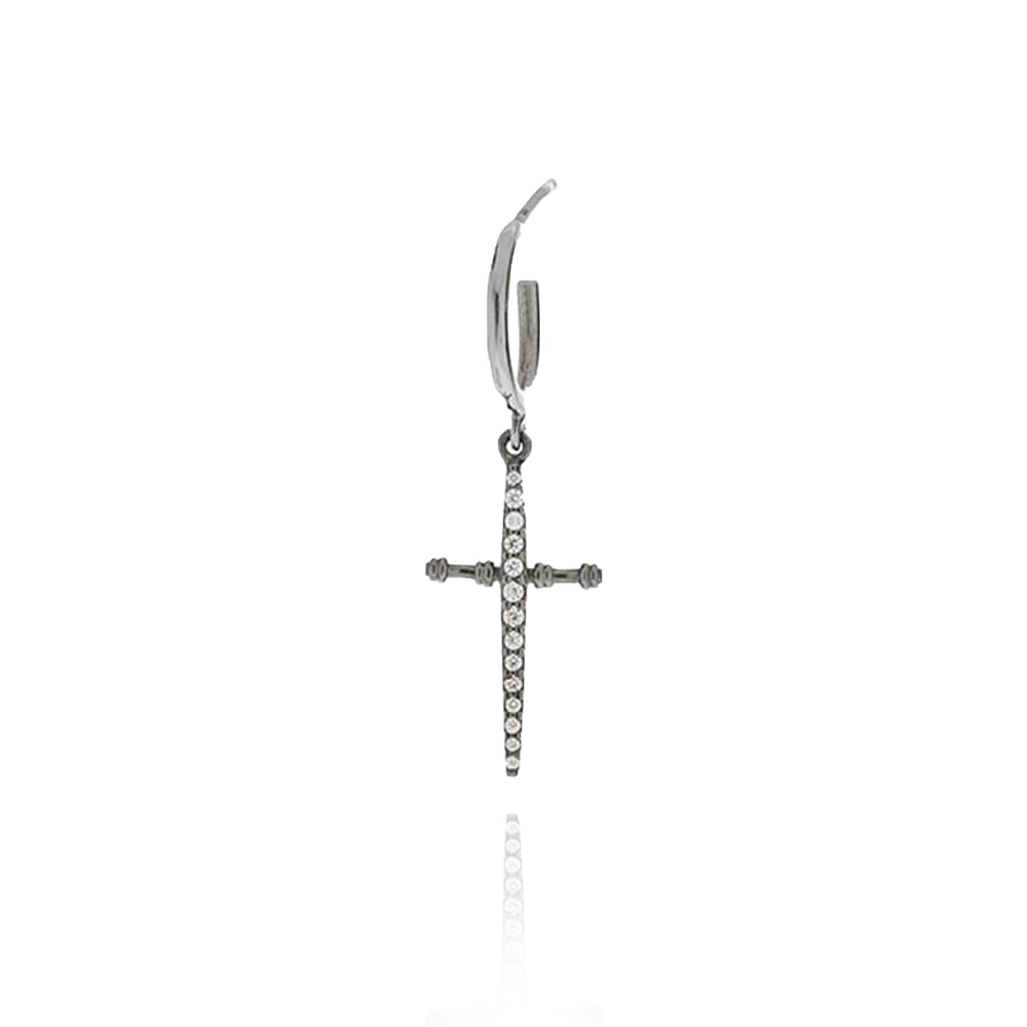 Trickle Cross Single Hoop Earring - Antique