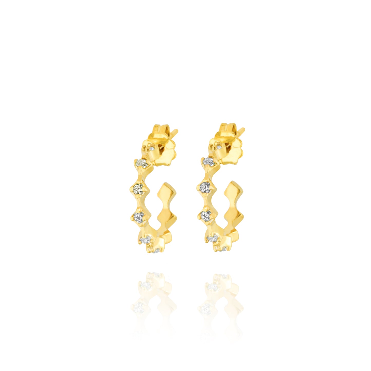 Rhombus Hoops Pair Earrings - Gold Plated