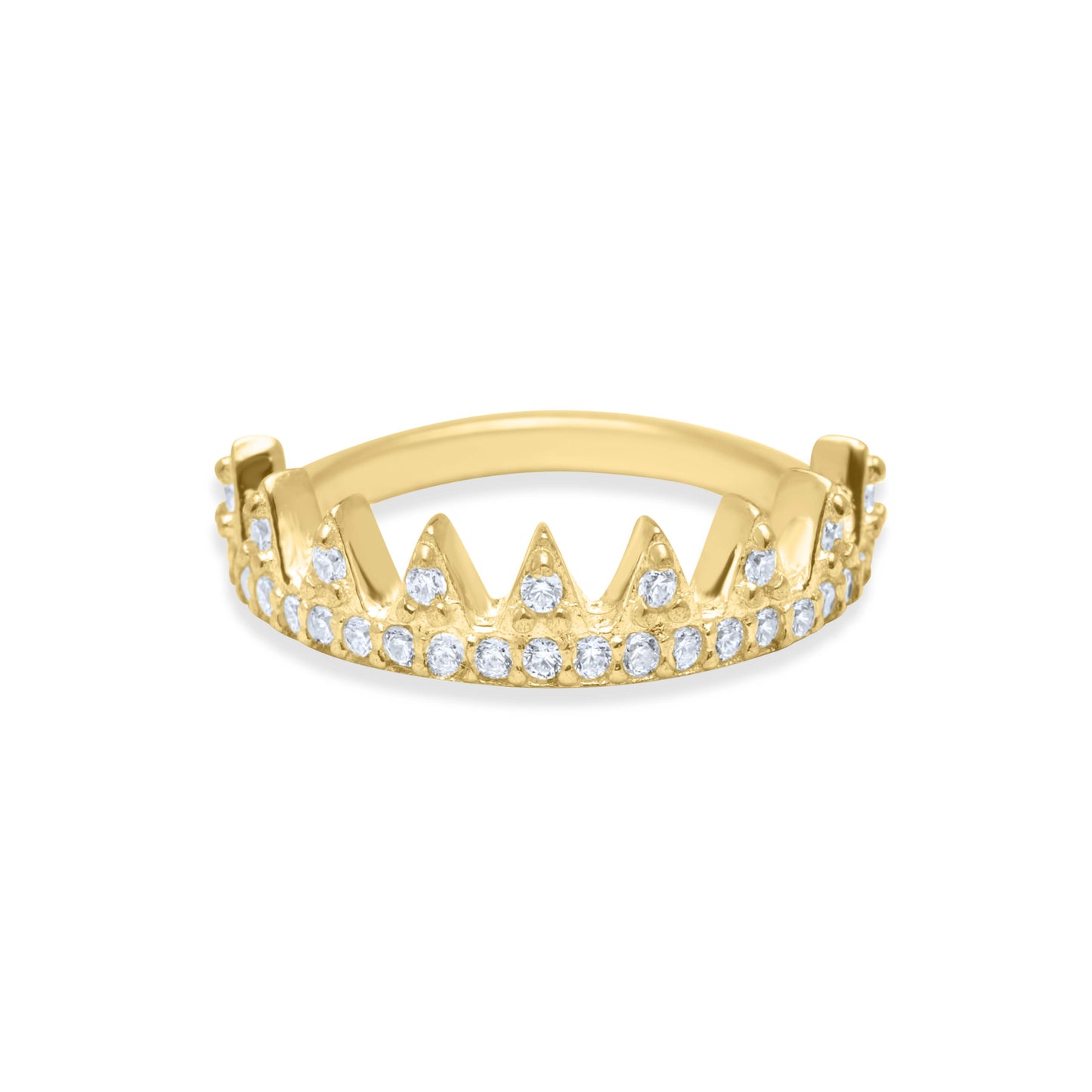 White Corona Ring - Gold Plated