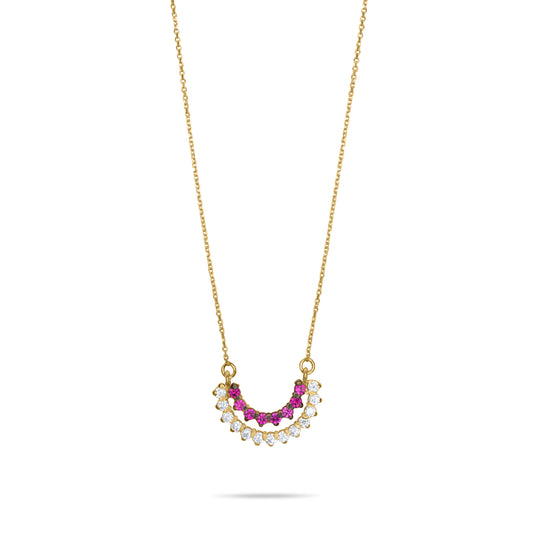Ruby Sunset Crown Necklace - Gold Plated