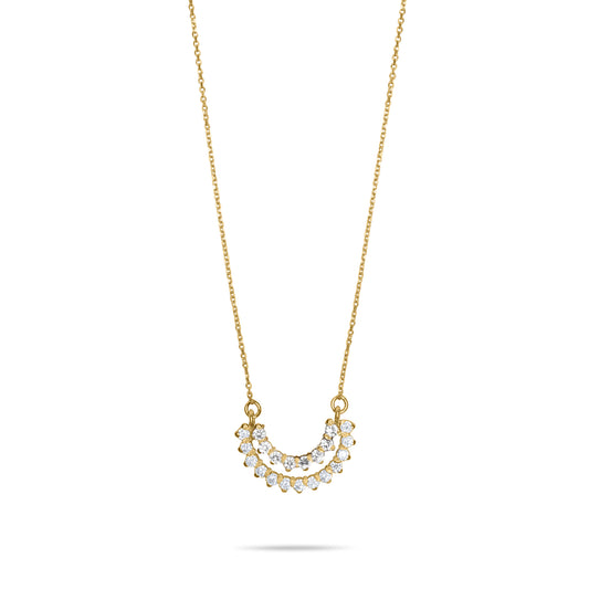 White Sunset Crown Necklace - Gold Plated