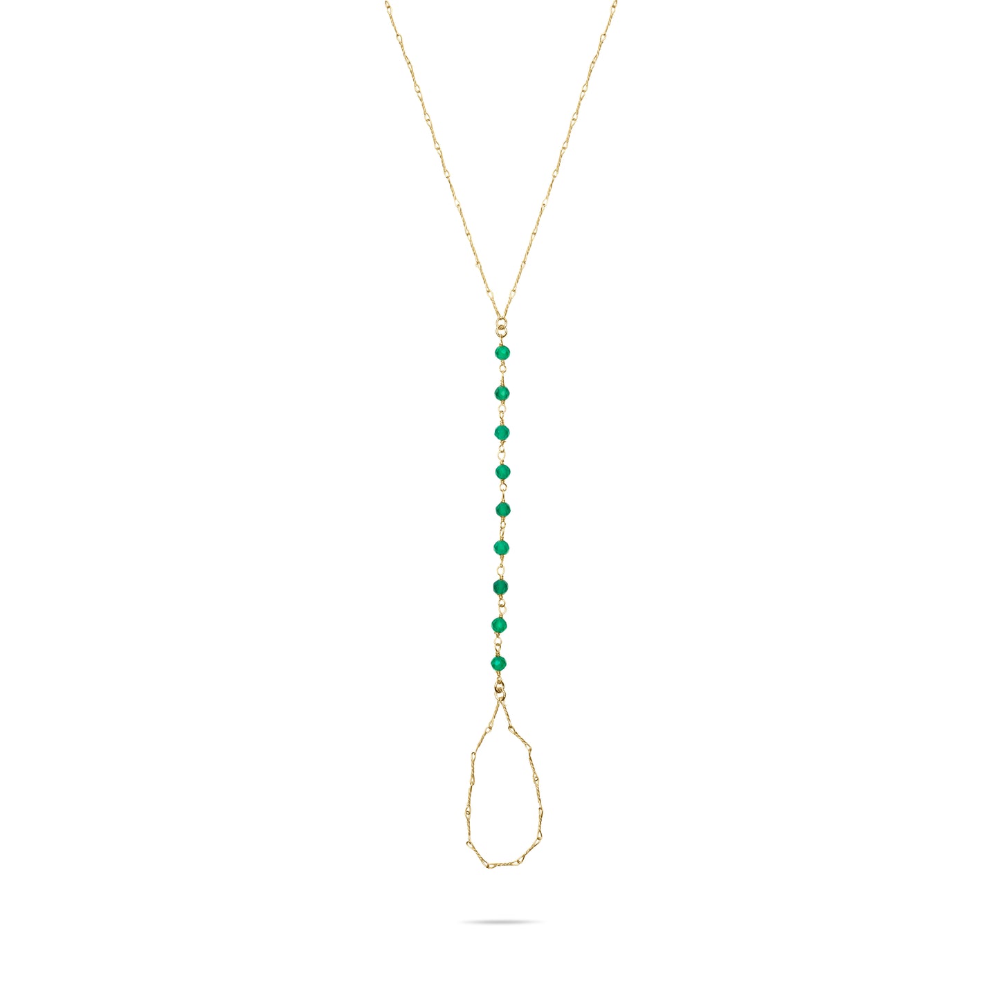 Emeraldite Flow Finger Bracelet - Gold Plated