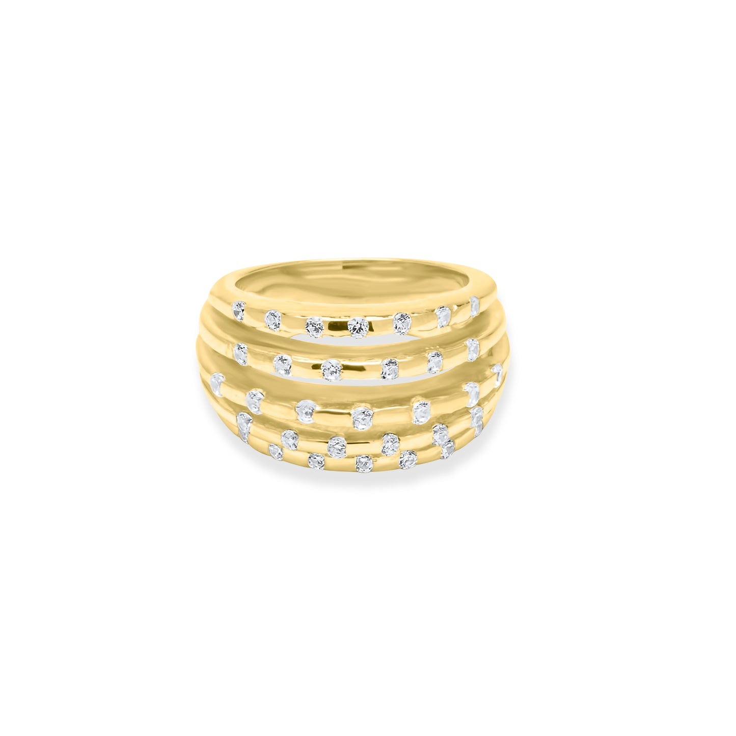 White Stardust Flow Ring - Gold Plated