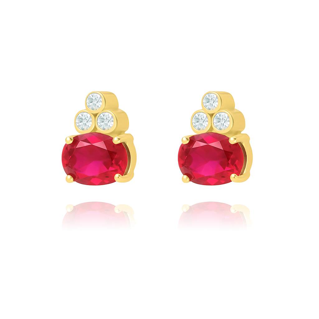 Ruby Moonpath Stud Pair Earrings - Gold Plated