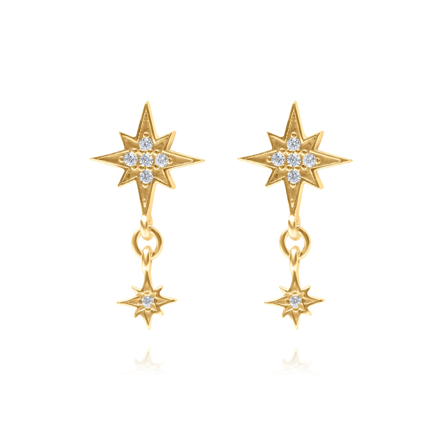 Falling Starlight Pair Earrings - Gold Plated