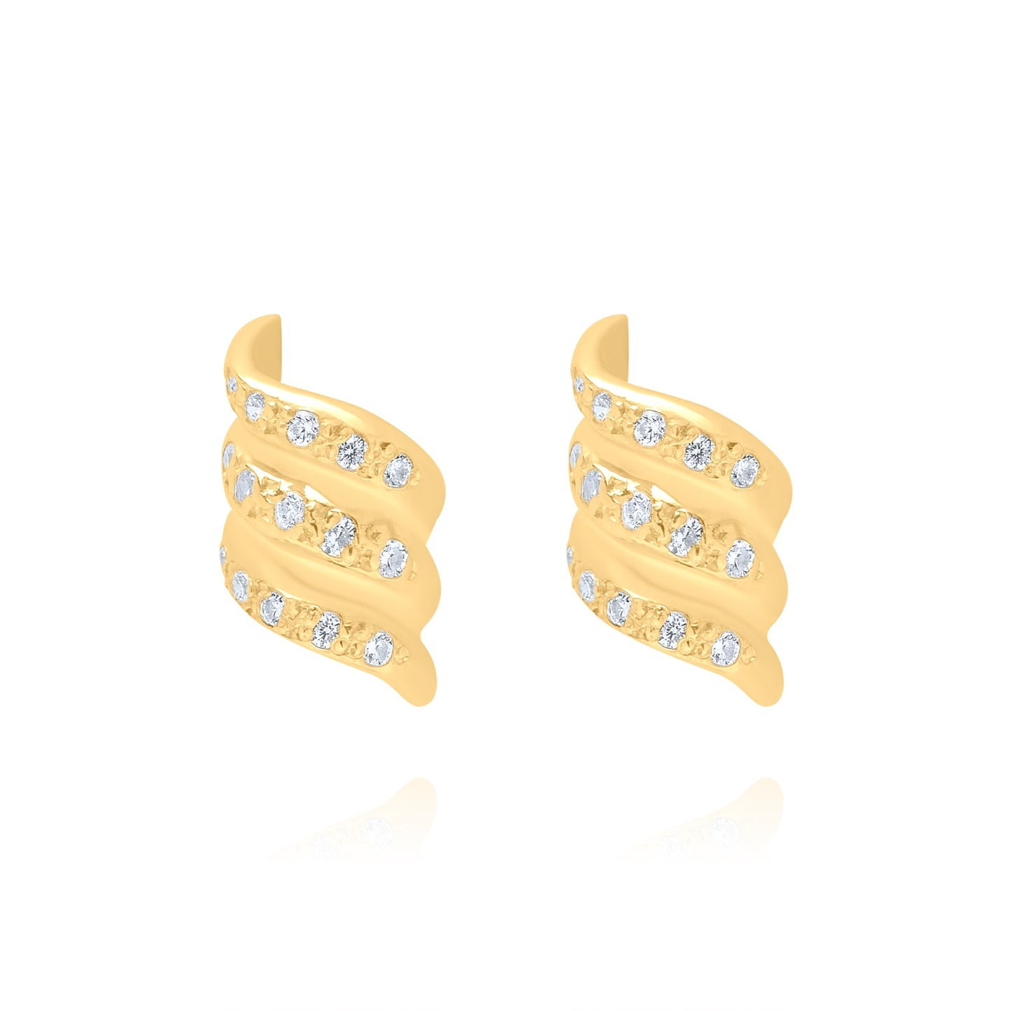 Waveglow Stud Pair Earrings - Gold Plated