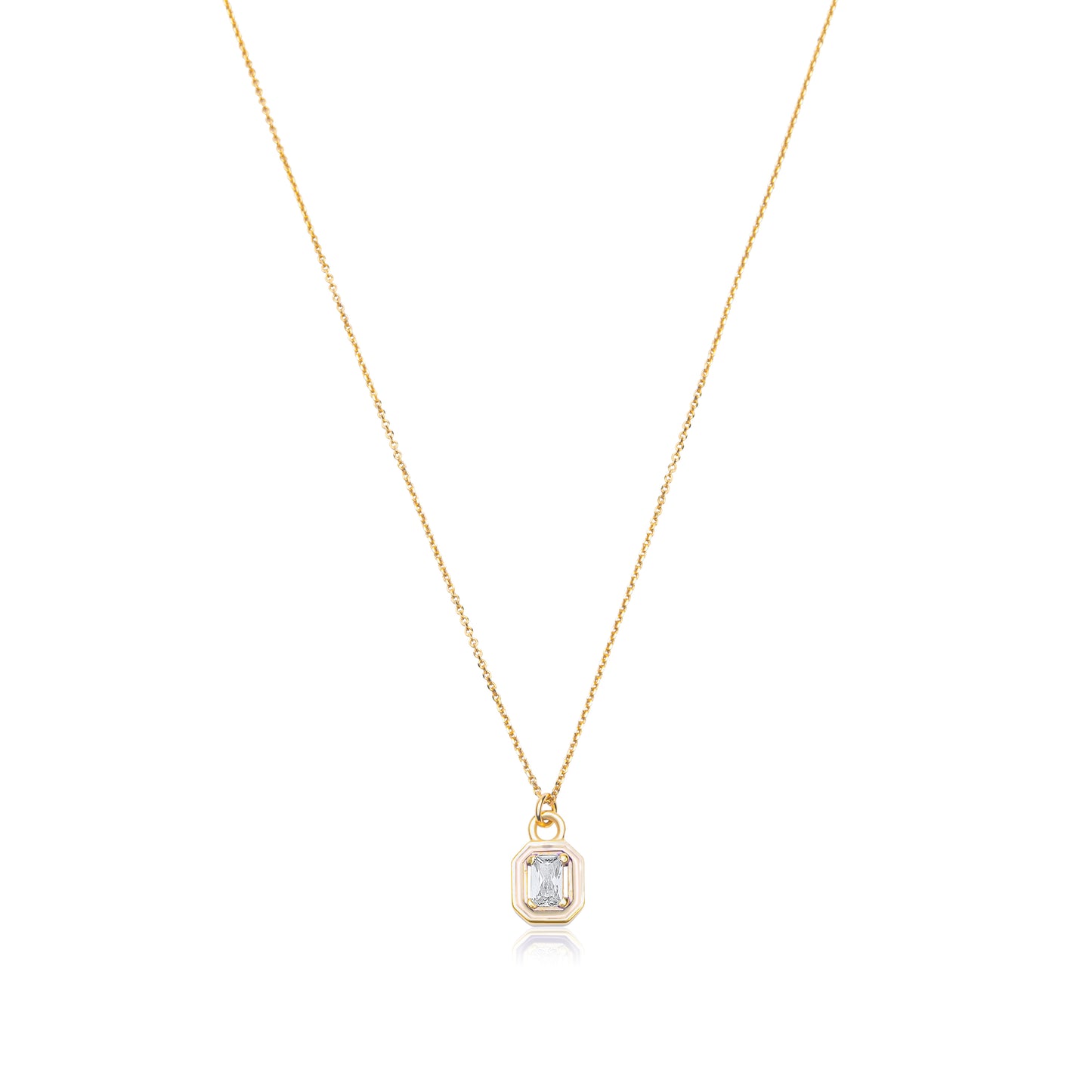 Ivory Emerald Cut Necklace - Gold Plated