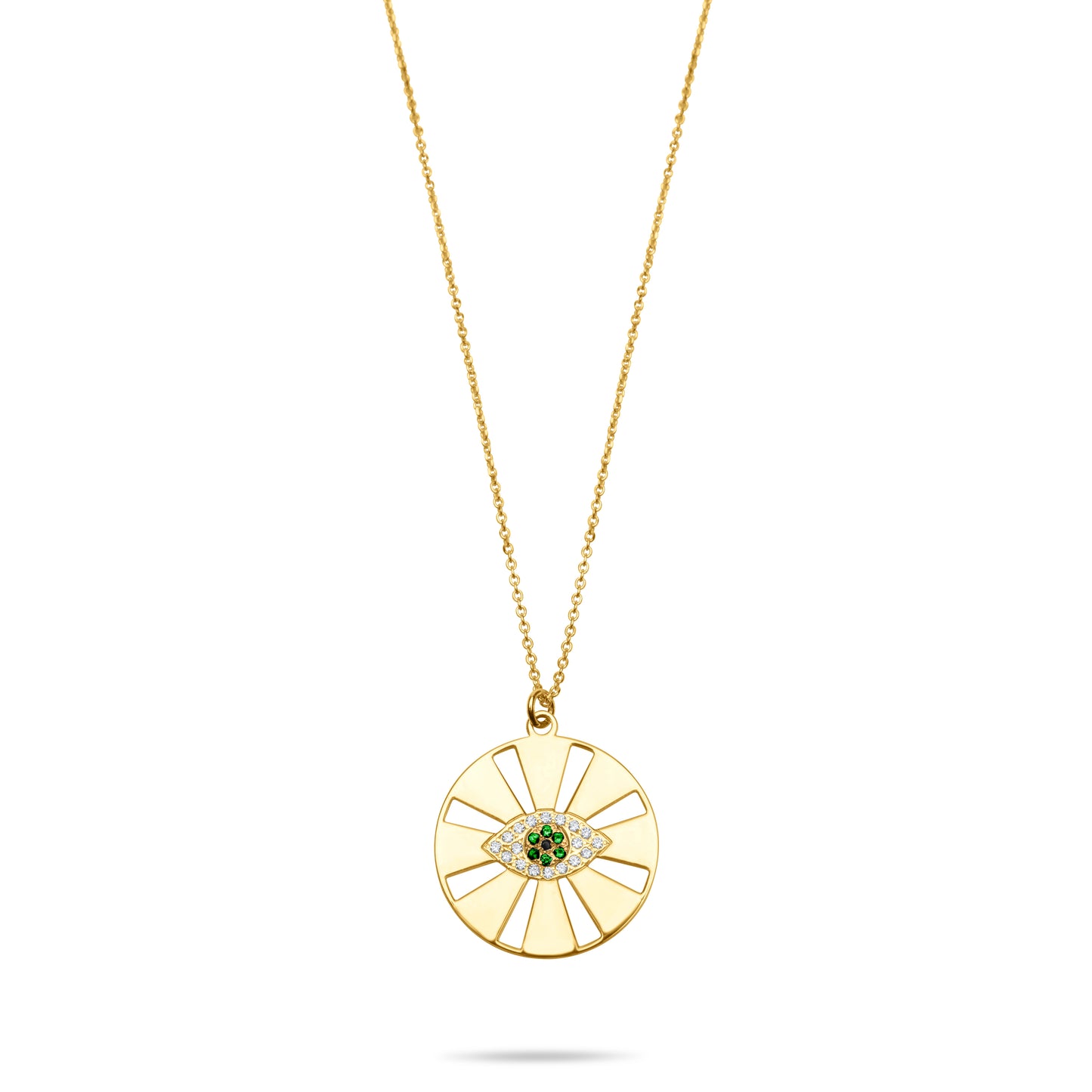 Emerald Eye Rays Necklace - Gold Plated