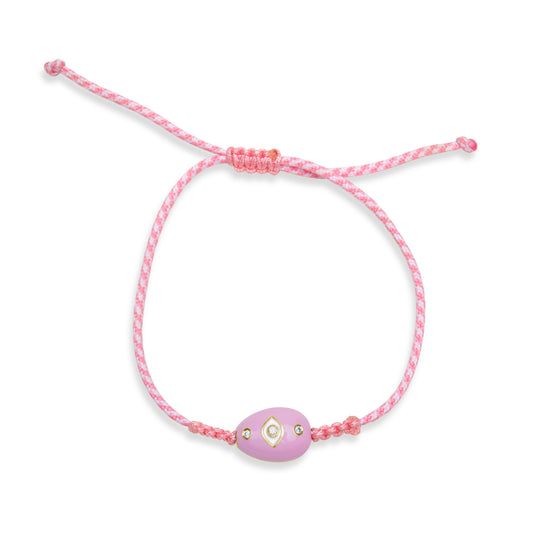 Baby Pink Candy Eye Egg Bracelet- Gold Plated