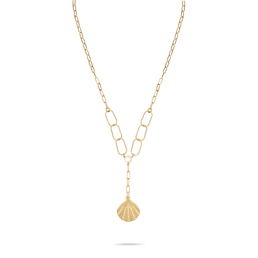 Shell Lariat Necklace - Gold plated