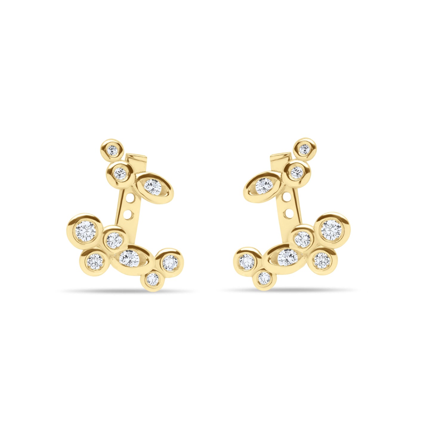 Dotlight Pair Ear Jacket Earrings - Gold Plated