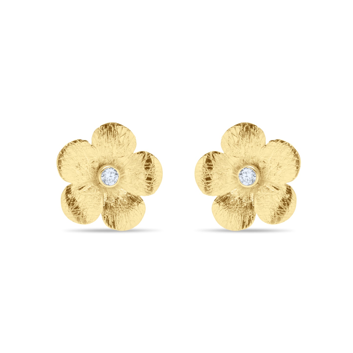 Fleur d' Or Stud Pair Earrings - Gold Plated