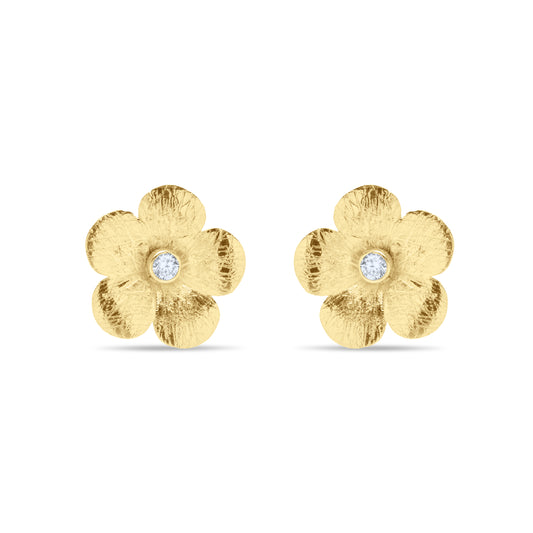 Fleur d' Or Stud Pair Earrings - Gold Plated
