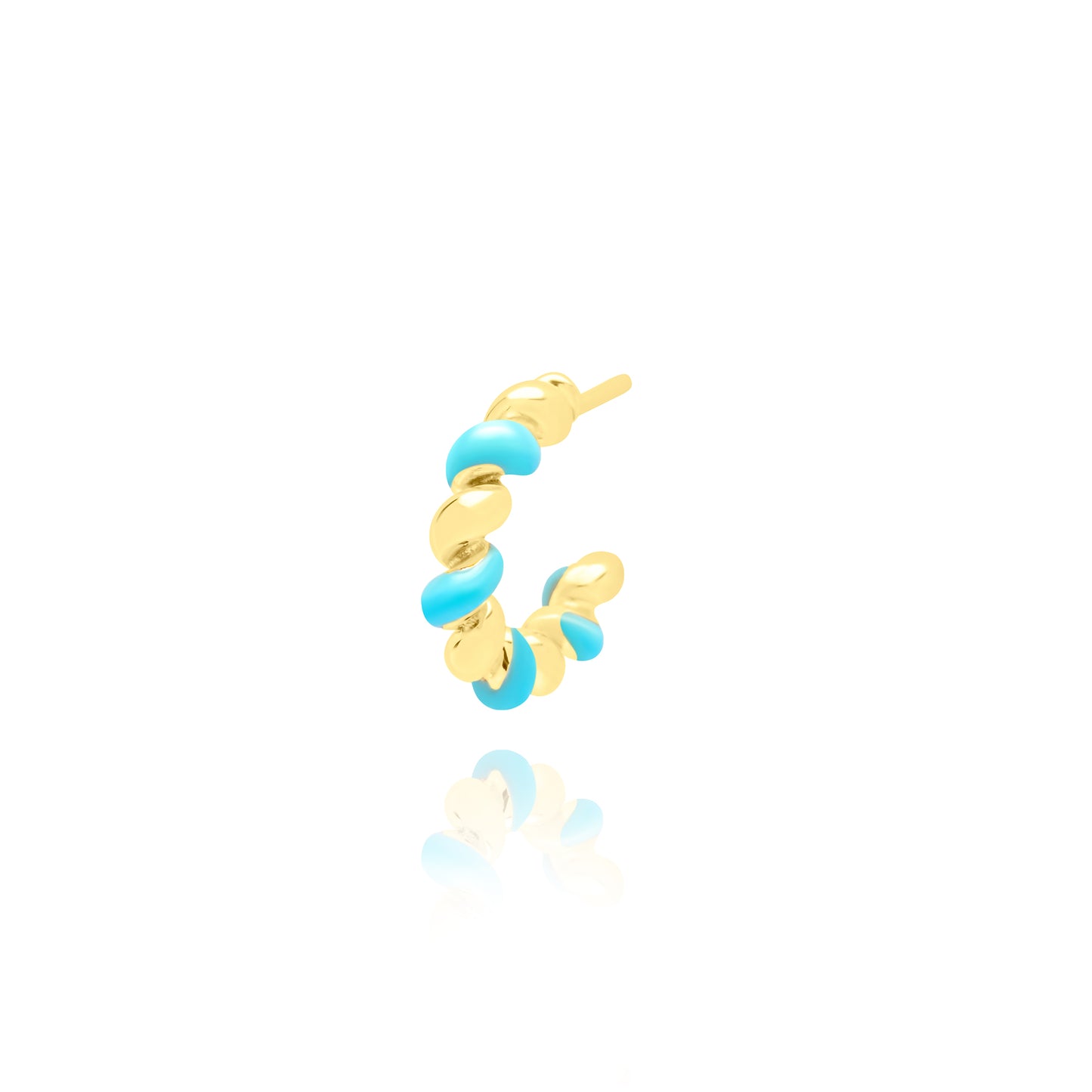 Turquoise Twist Single Hoop Earring - Gold Plated