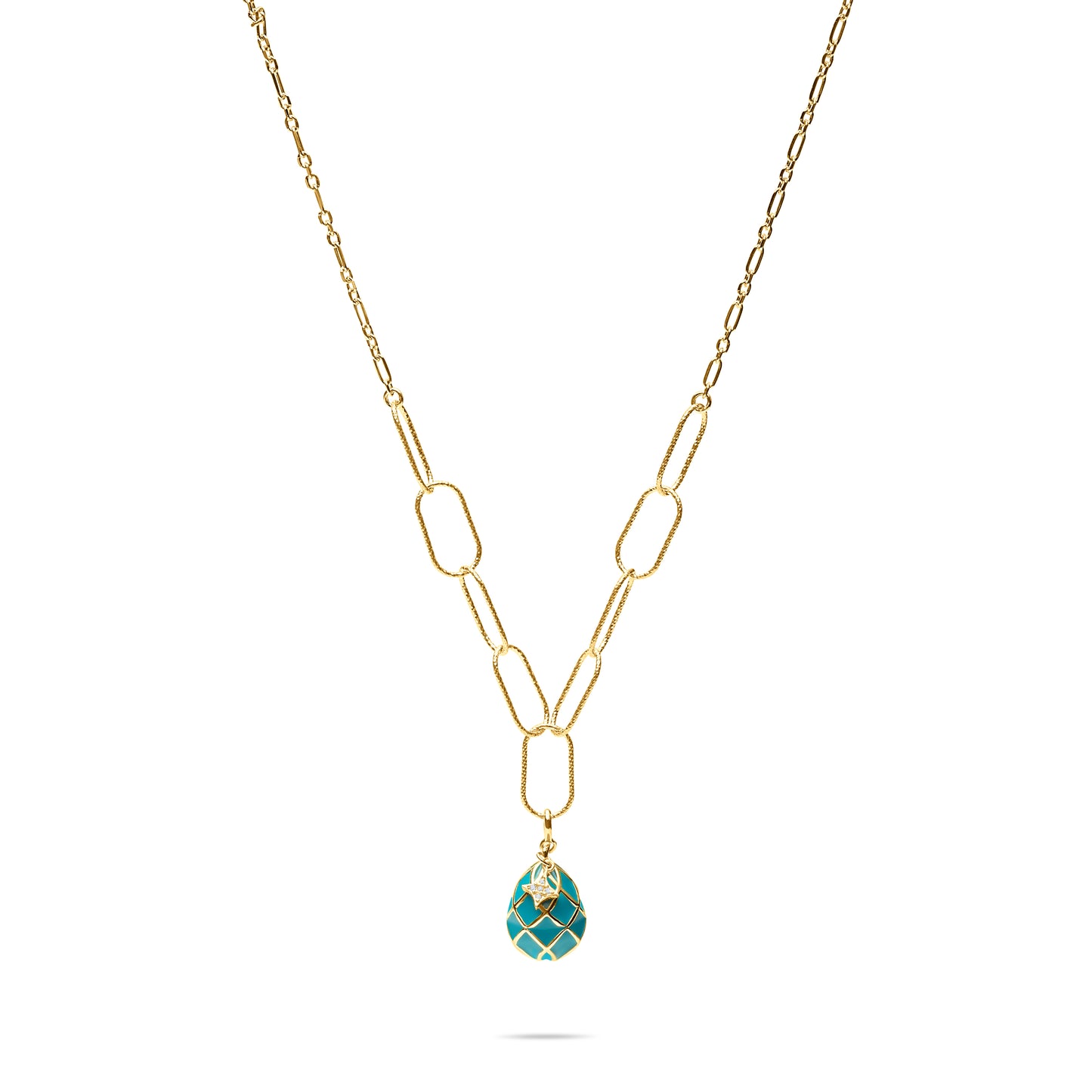 Turquoise Egg with star Necklace - Gold Plated