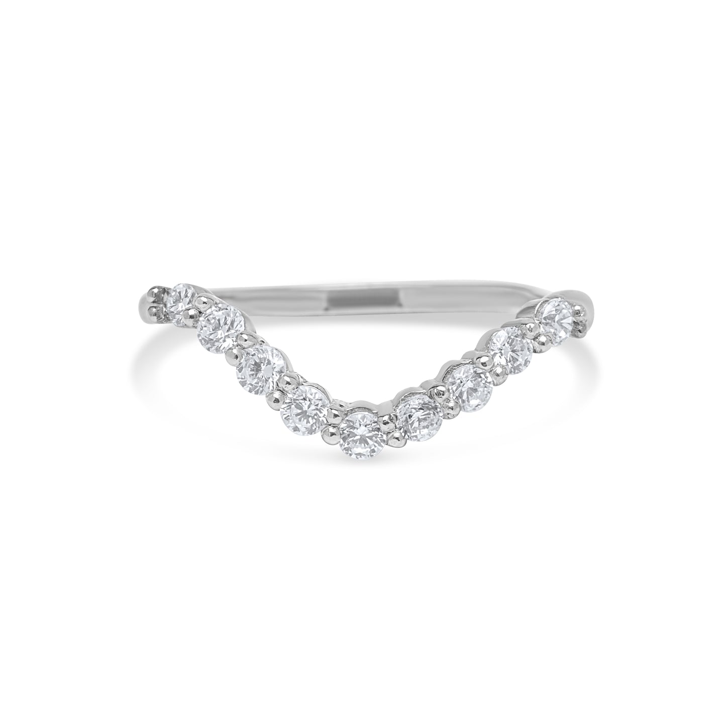 Curvet Half Eternity Ring - Silver Rhodium Plated