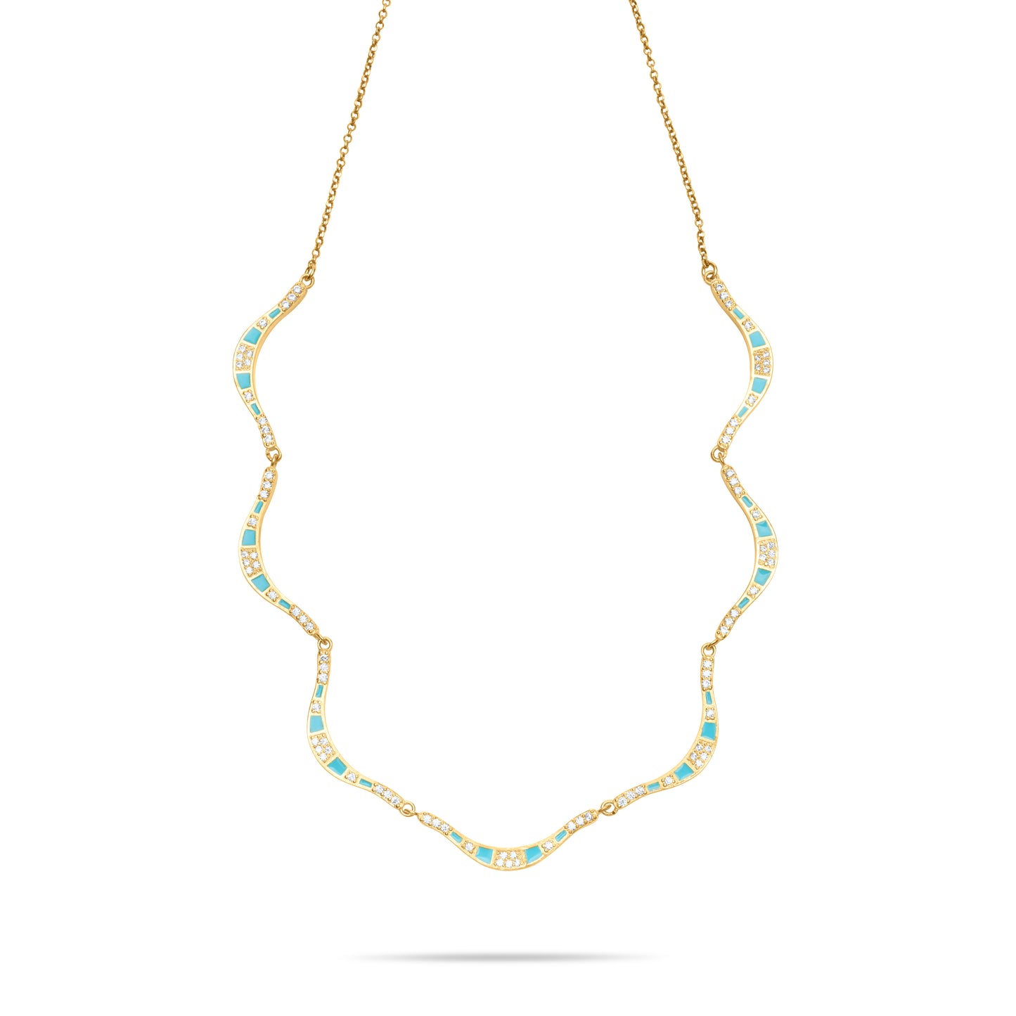 Turquoise Curvet Necklace - Gold plated