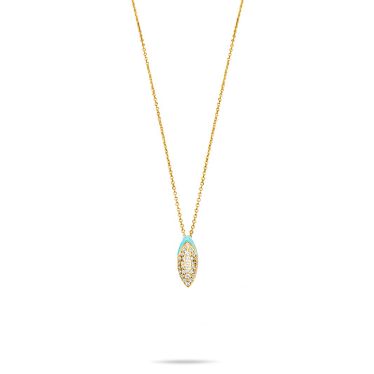 Turquoise Pave Naveta Necklace - Gold plated