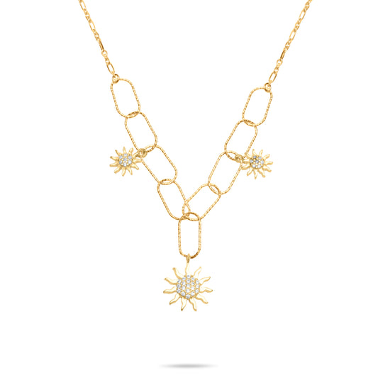 Three Sun Necklace - Gold plated