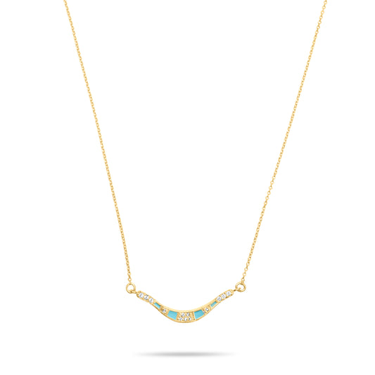 Turquoise Curvet Necklace - Gold plated