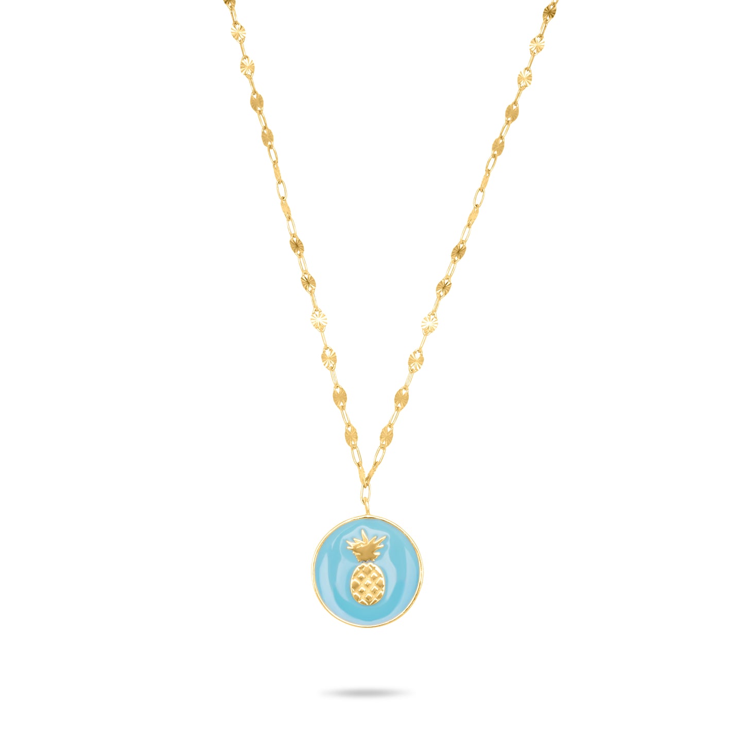 Turquoise Pineapple Necklace - Gold Plated