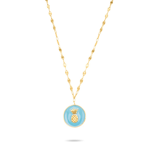 Turquoise Pineapple Necklace - Gold Plated