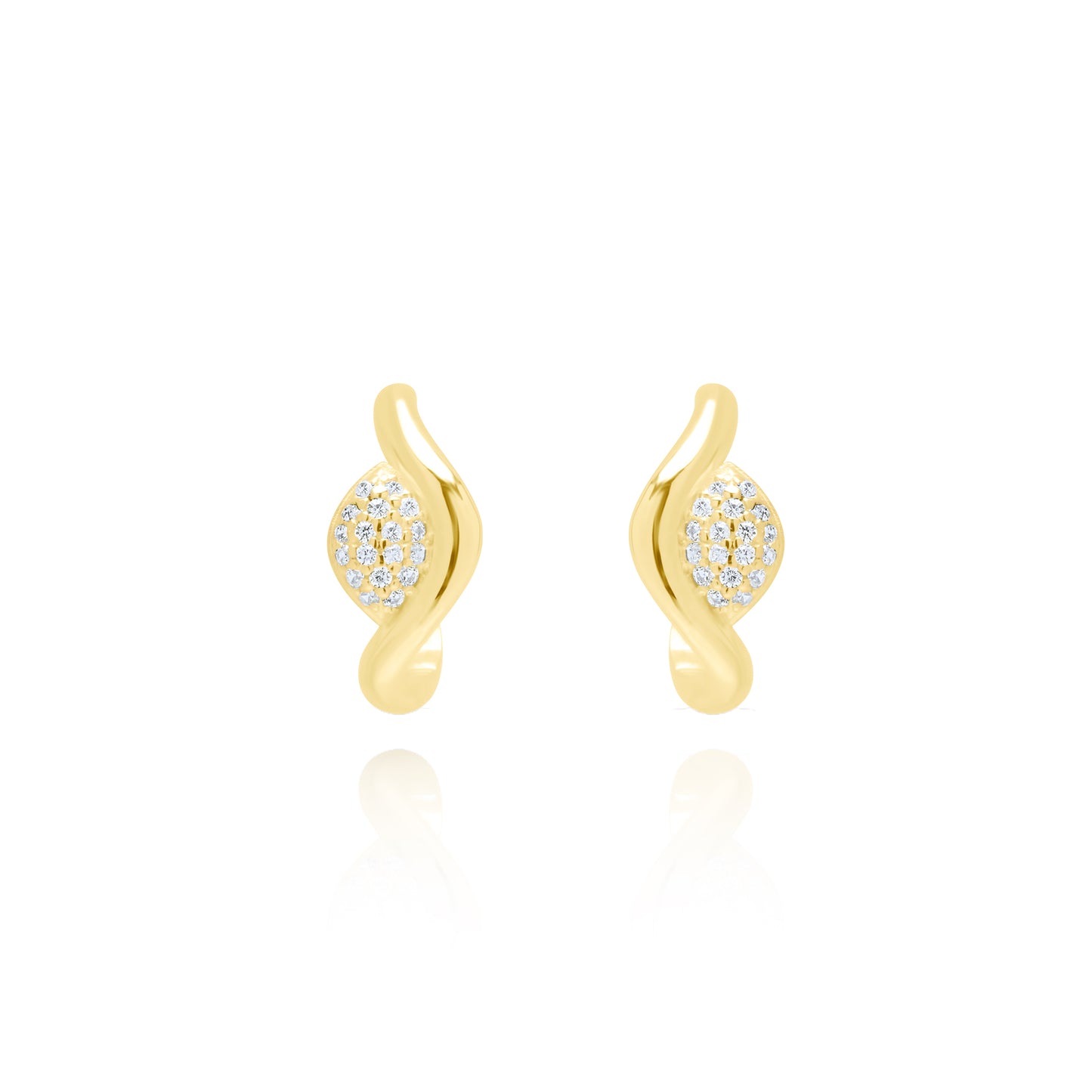 Curvet Pave Pair Earrings - Gold Plated