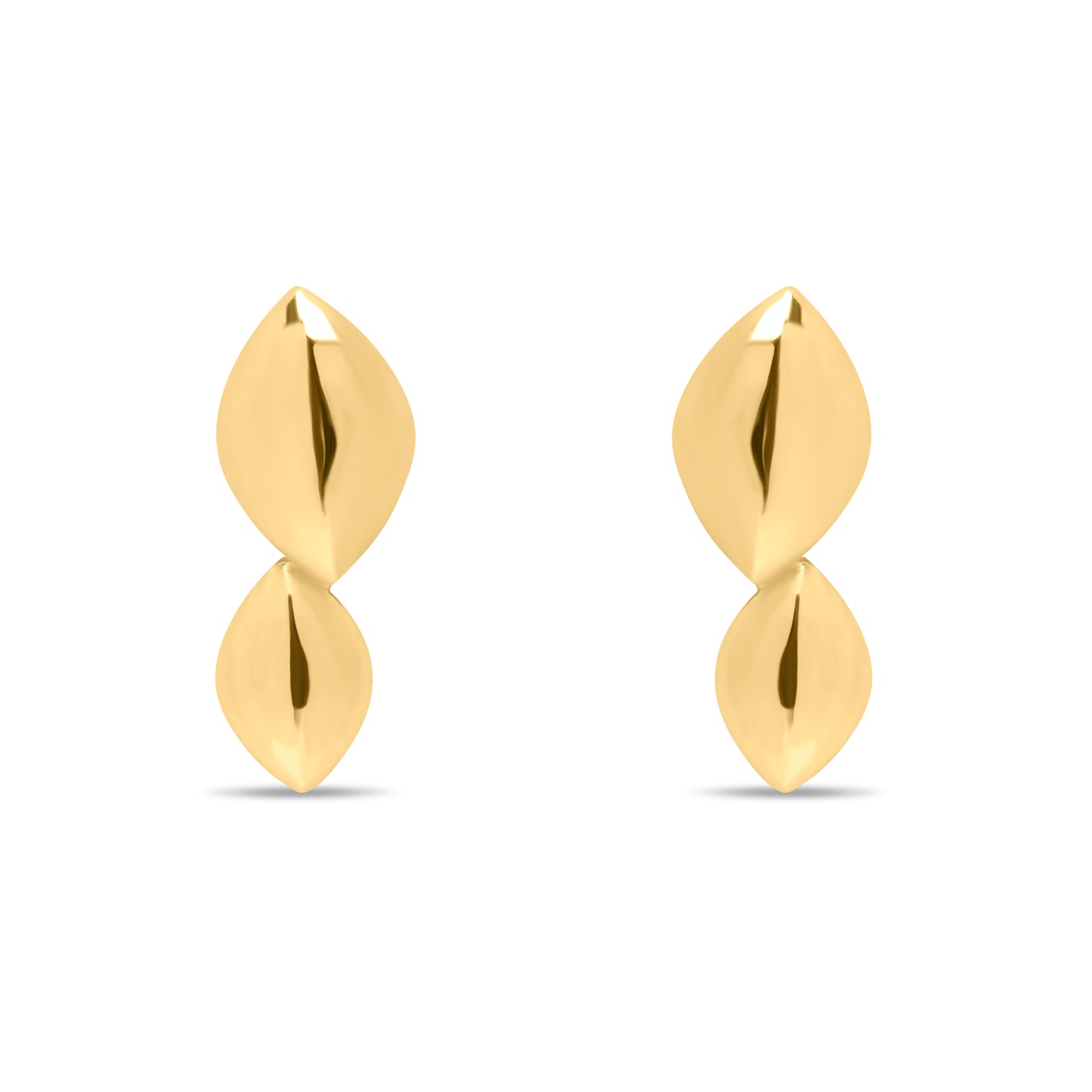 Double Solid Navetes Pair Earrings - Gold Plated