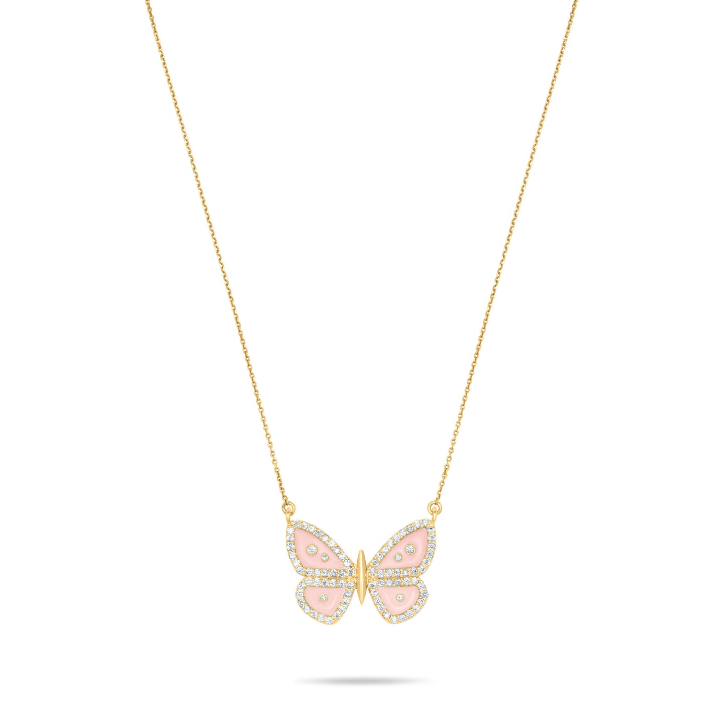 Baby Pink Butterfly Necklace - Gold plated