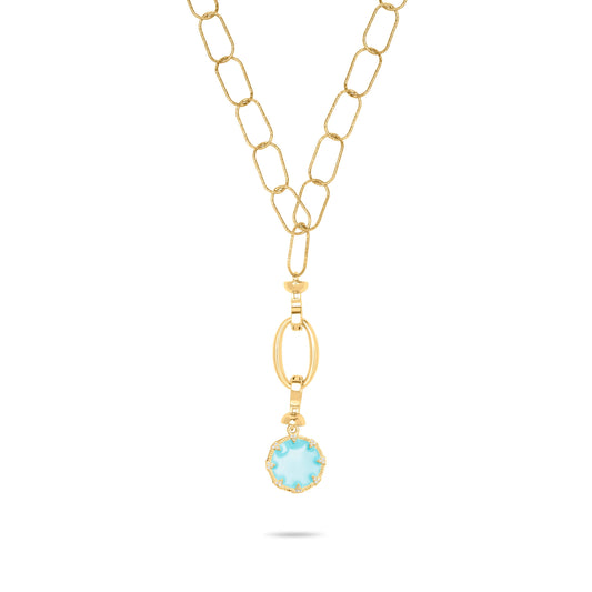 Turquoise Round Necklace - Gold plated