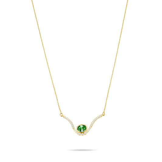 Curvet with Emerald Stone Necklace - Gold Plated
