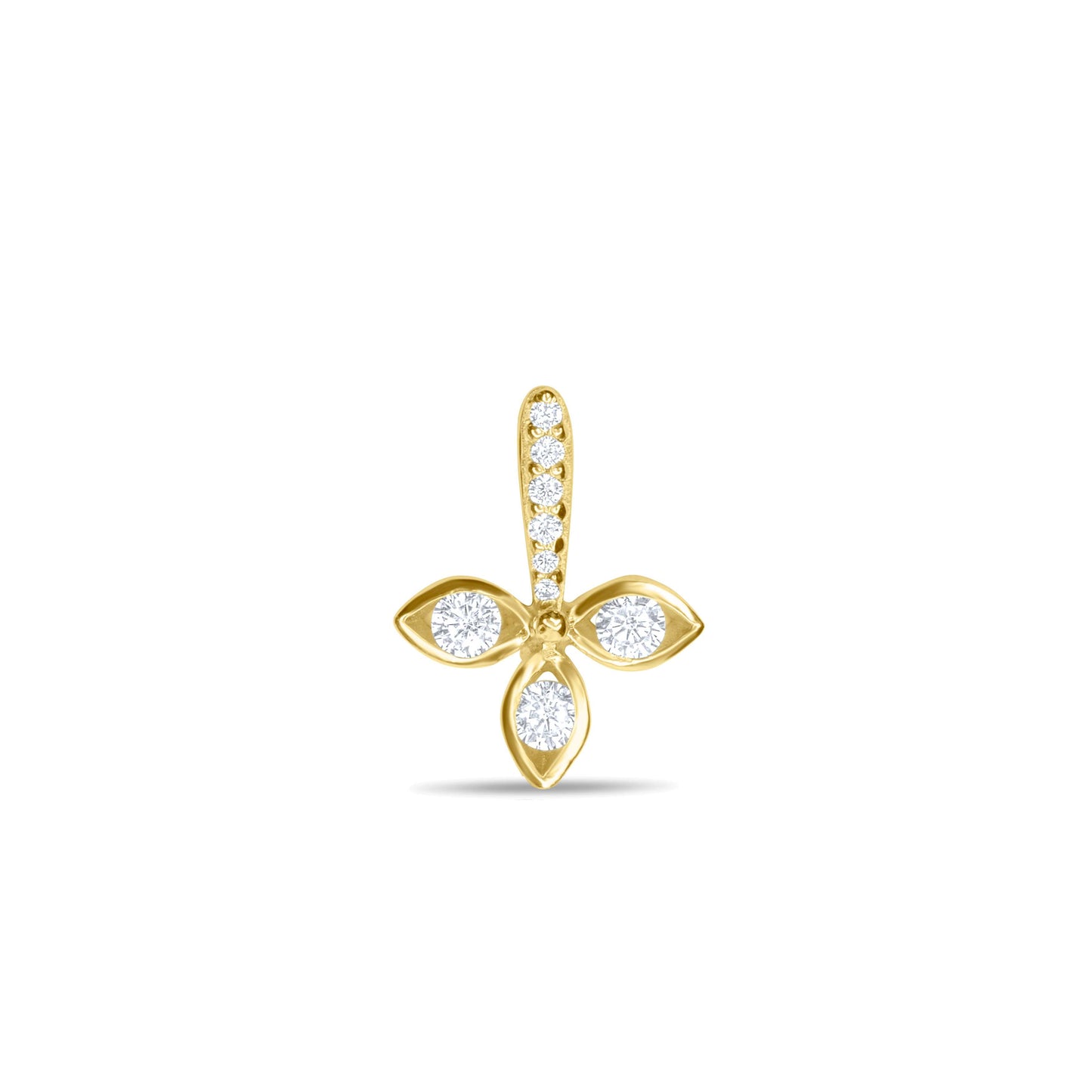 Upside Down Cross Stud Single Earring - Gold Plated