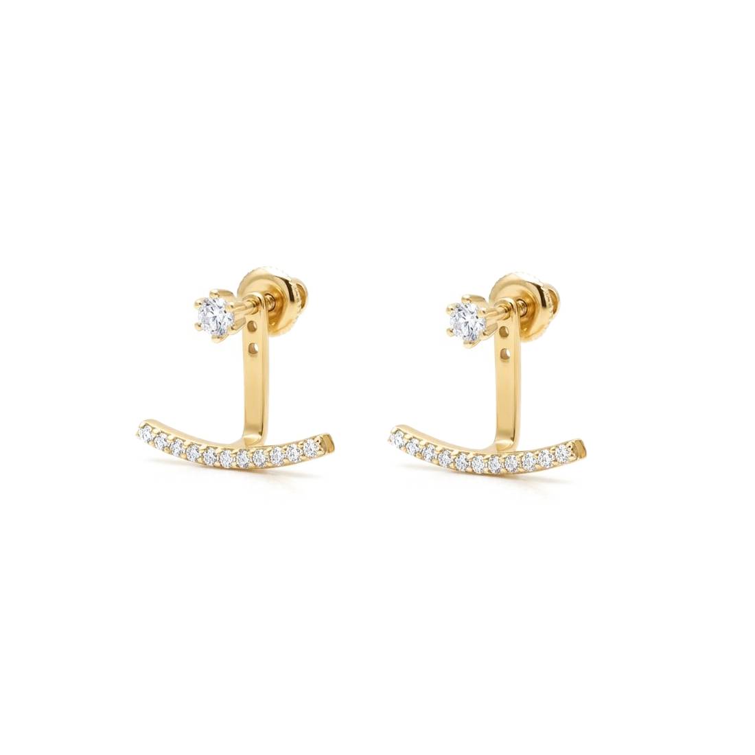 Luxe Line Pair Ear Jacket Earrings - Gold Plated