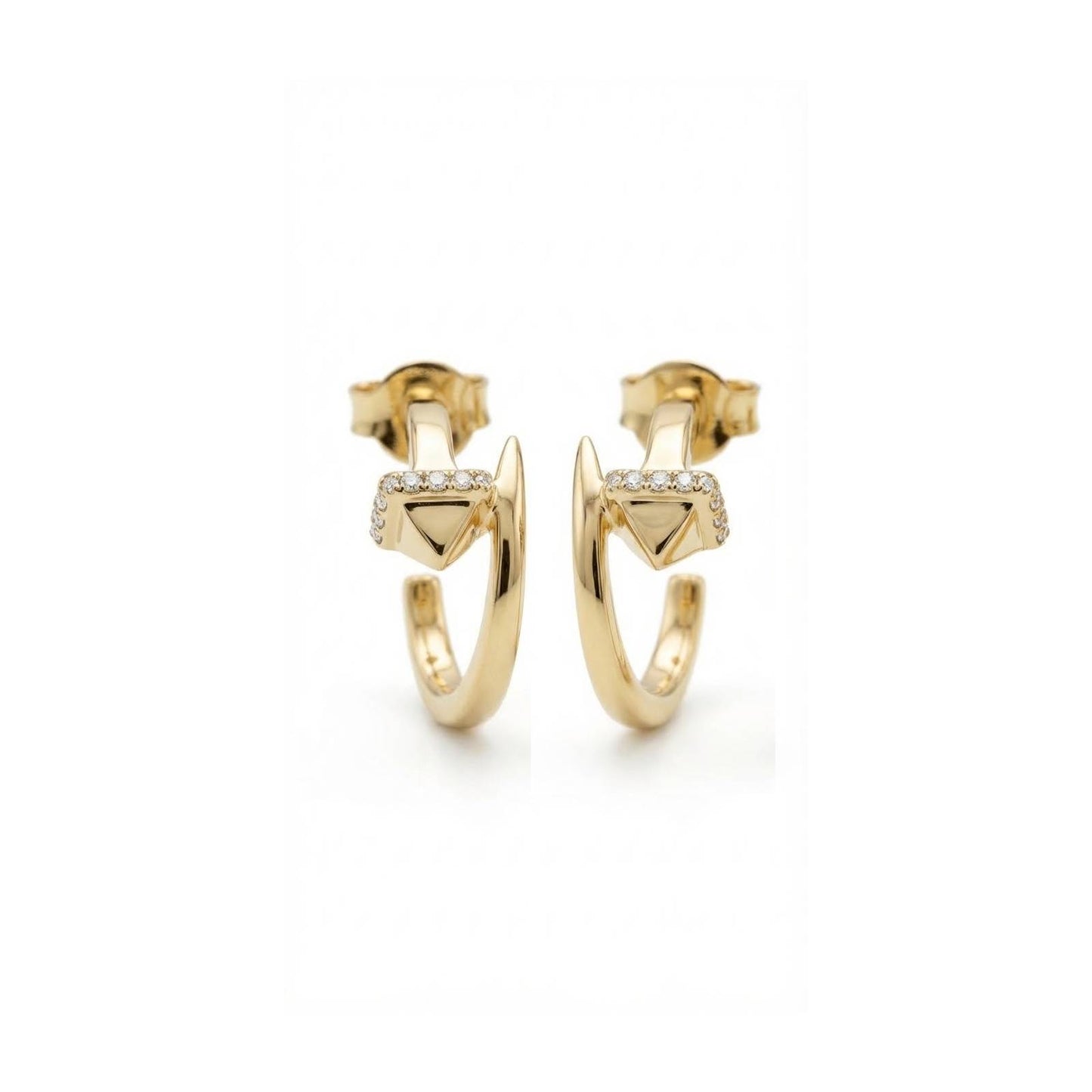 Horseshoe Nails Pair Earrings - Gold Plated