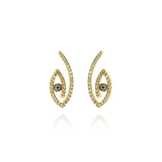 Aqua Lucky Eye Pair Earrings - Gold plated