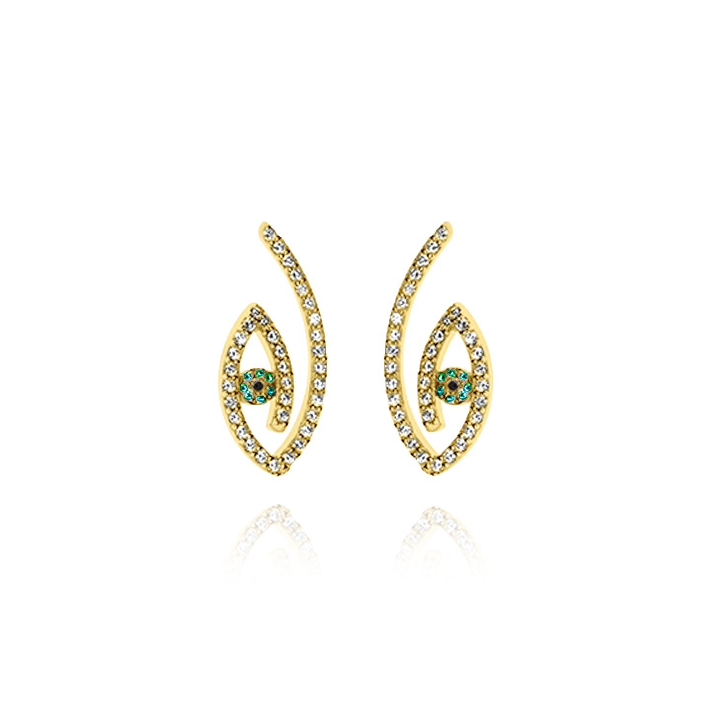Emerald Lucky Eye Pair Earrings - Gold plated