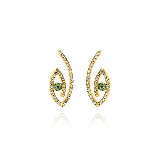 Emerald Lucky Eye Pair Earrings - Gold plated