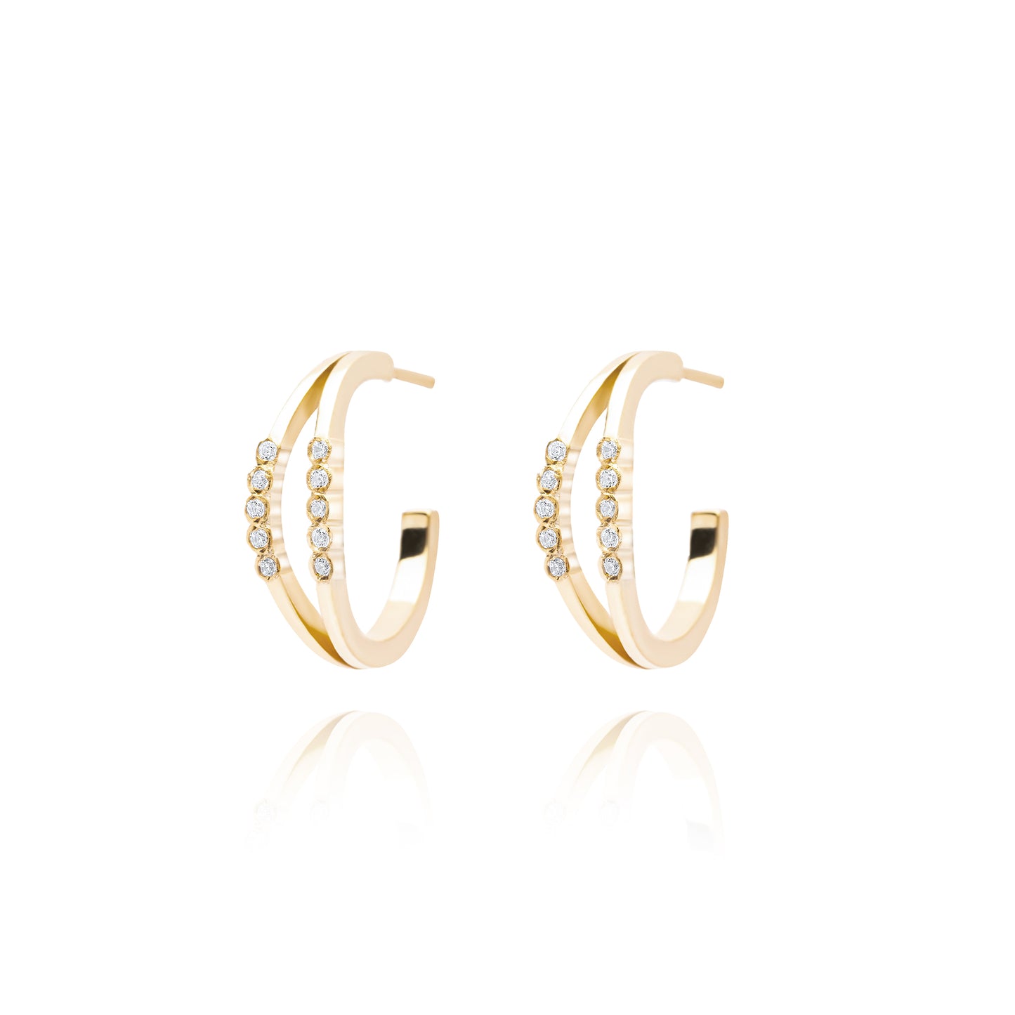 Double Bubble Pair Earrings - Pink Gold Plated