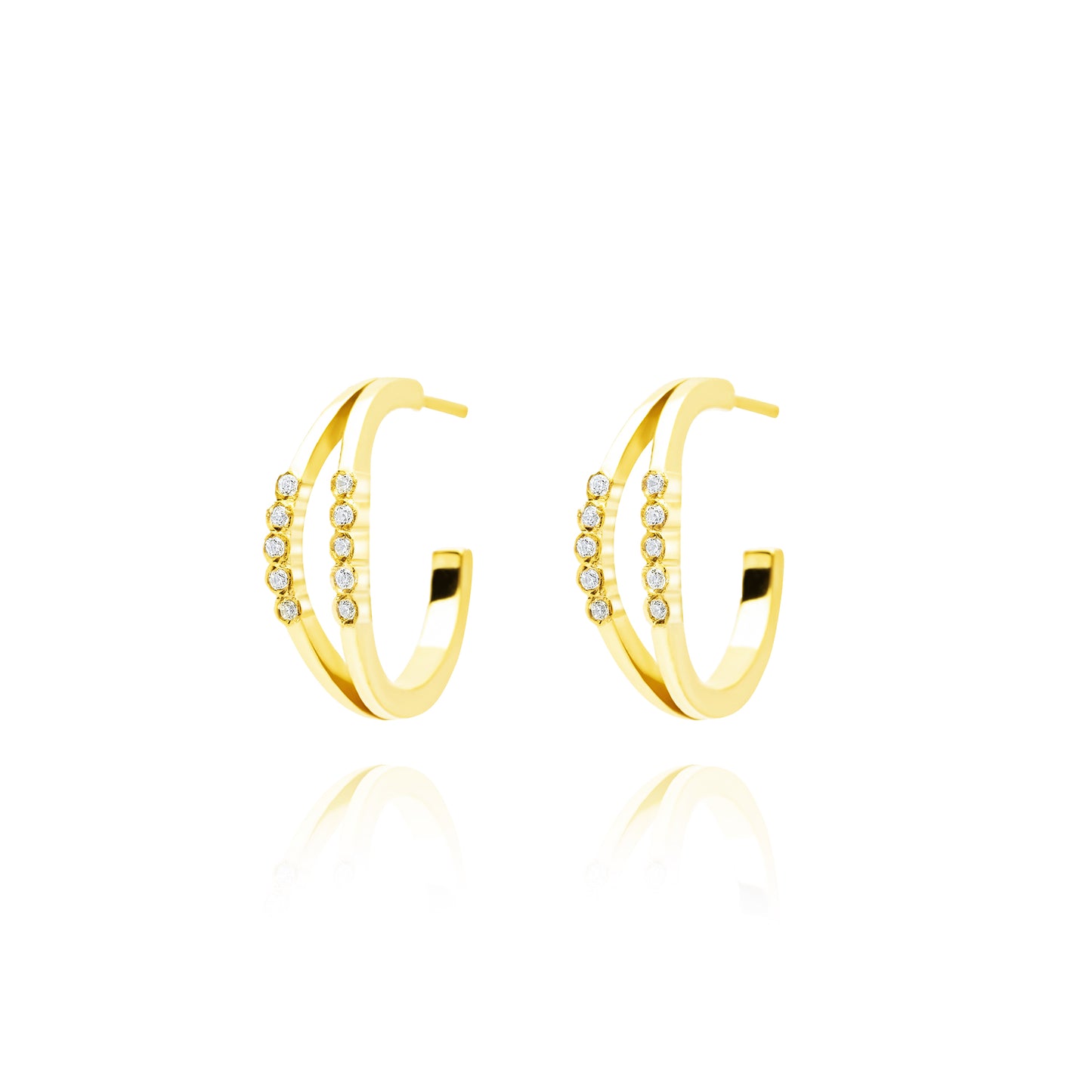 Double Bubble Hoops Pair Earrings - Gold Plated
