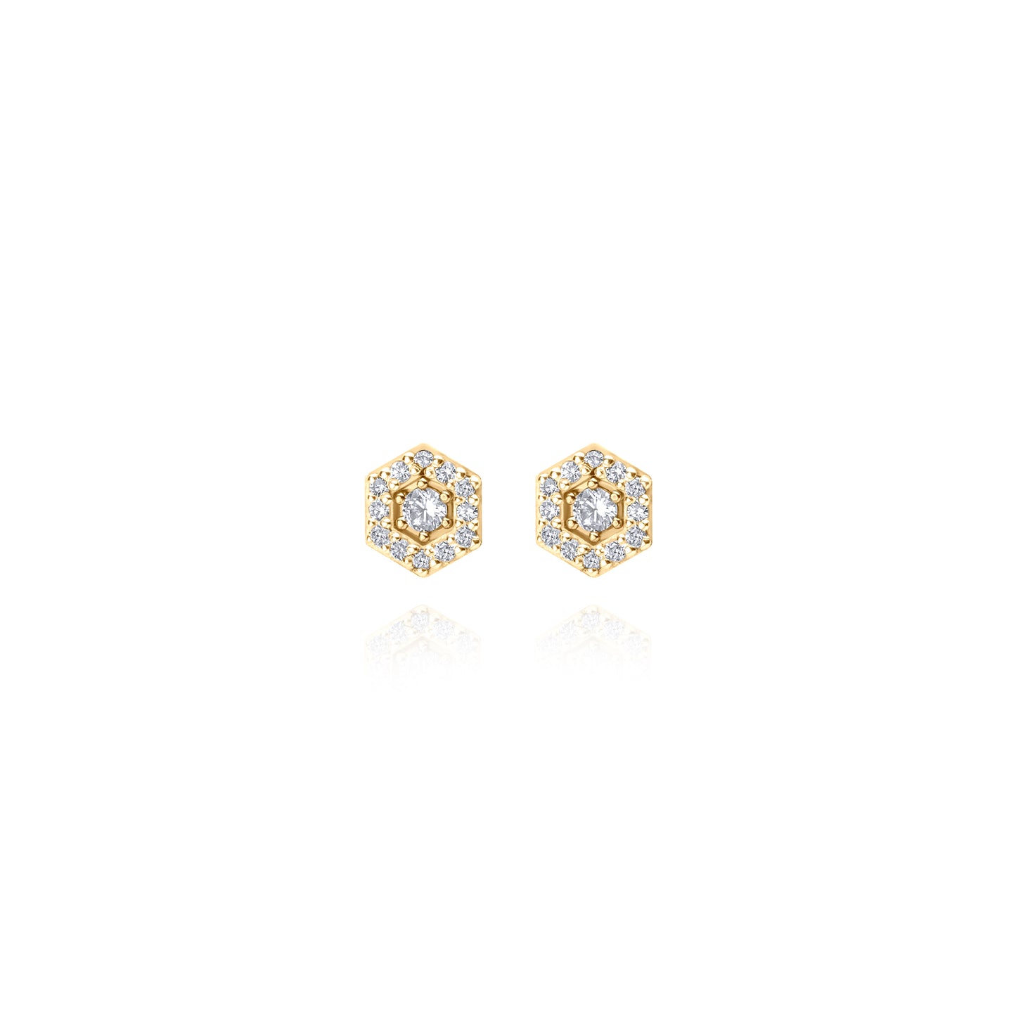 Two in One Stud Pair Earrings - Gold Plated