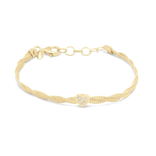 Heart Bracelet with Stones - Gold Plated