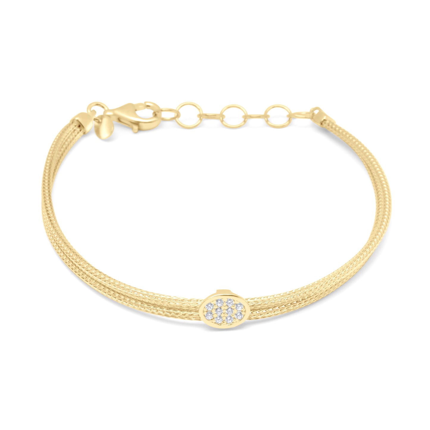 Oval Bracelet with Stones - Gold Plated